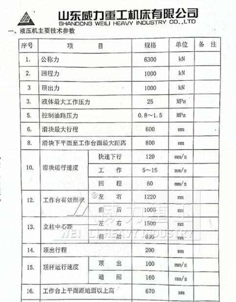 陶瓷粉末液压机技术参数